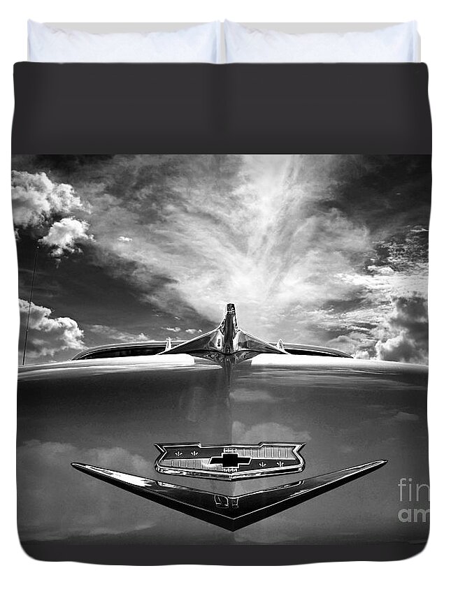 Black And White Photography Duvet Cover featuring the photograph 56 Bel Air by Sue Stefanowicz