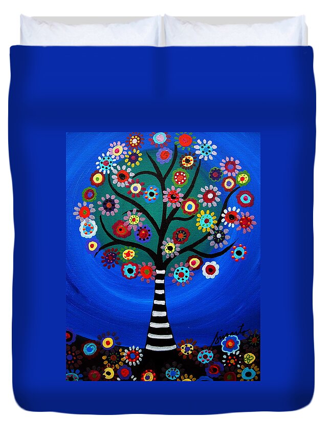 Tree Duvet Cover featuring the painting Tree Of Life #65 by Pristine Cartera Turkus