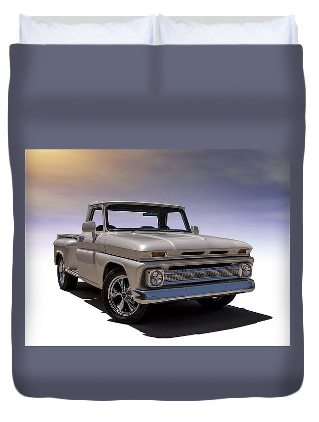 Chevrolet Duvet Cover featuring the digital art '66 Chevy Pickup by Douglas Pittman