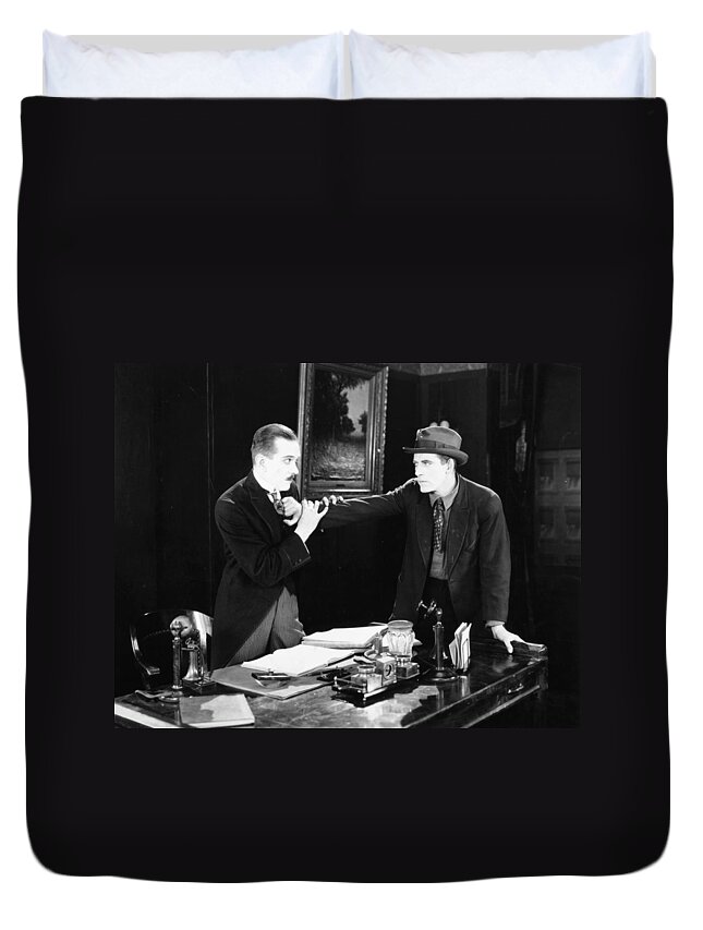 -fights- Duvet Cover featuring the photograph Silent Film Still: Fights #7 by Granger