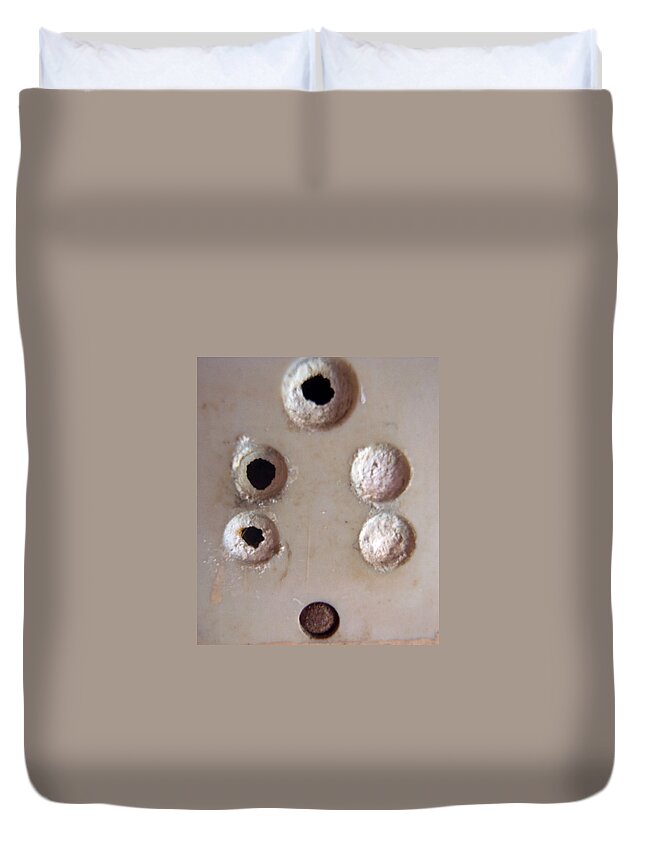 Electric Duvet Cover featuring the photograph A clogged up 5 point electric plug point by Ashish Agarwal