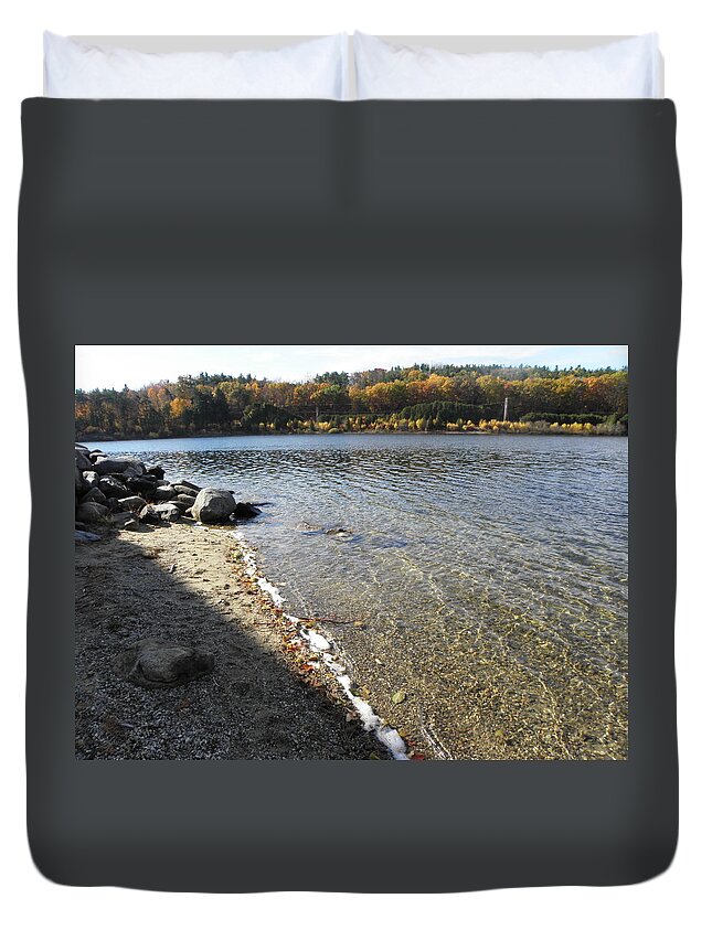 Fall Duvet Cover featuring the photograph a fall day in New England by Kim Galluzzo