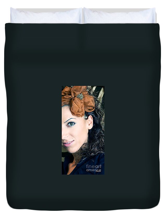 Woman Duvet Cover featuring the photograph A Flower by Eena Bo