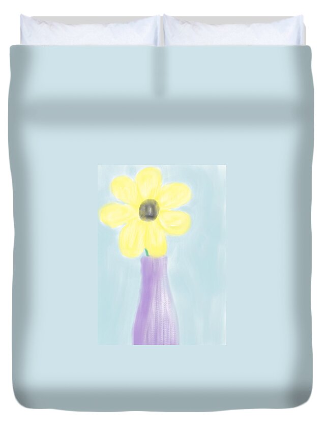 Flower Duvet Cover featuring the digital art A Flower For Mo by Heidi Smith