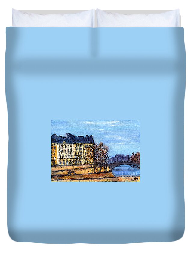 France Duvet Cover featuring the painting A Glimpse of Paris No 3 by Jackie Sherwood