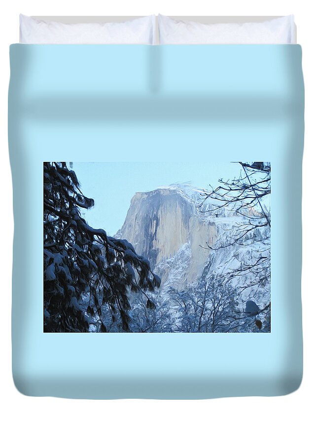 Yosemite Duvet Cover featuring the photograph A Glimpse Through The Trees by Heidi Smith