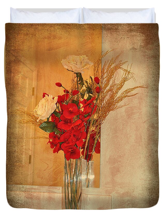 Still Life Duvet Cover featuring the photograph A Rose By Any Other Name by Kathy Baccari