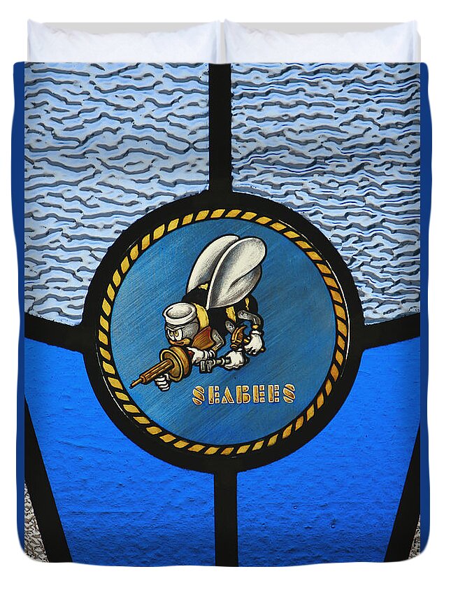 Bee Duvet Cover featuring the photograph A Single Seabee Logo Built by Stocktrek Images