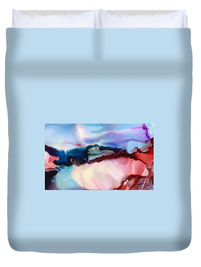 Abstract Duvet Cover featuring the painting A World Full of Wonders by Susan Kubes