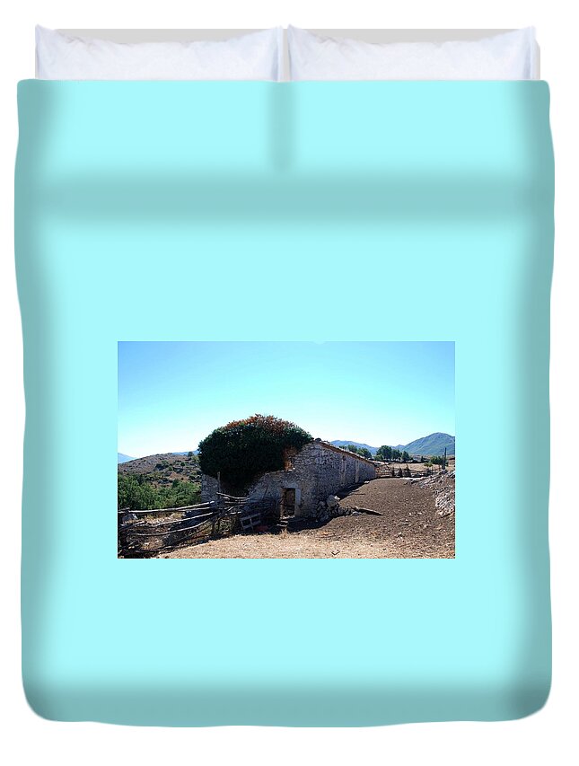 Barn Duvet Cover featuring the photograph Abandoned barn in south Italy by Dany Lison