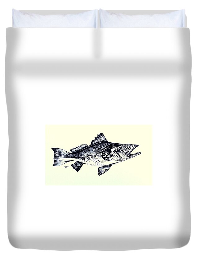 Trout Duvet Cover featuring the painting Abstract Speckled Trout by J Vincent Scarpace