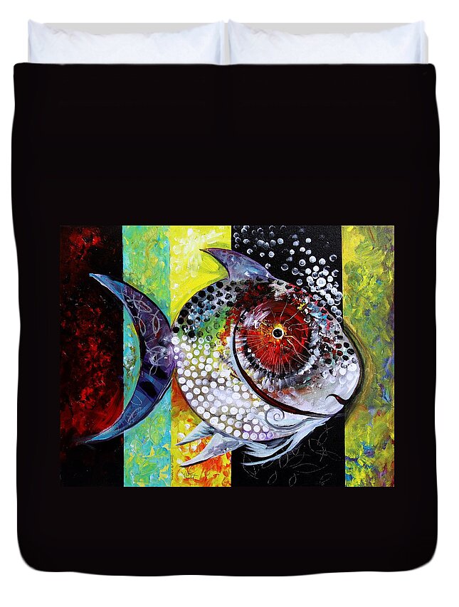 Acidfish Duvet Cover featuring the painting AcidFish 70 by J Vincent Scarpace