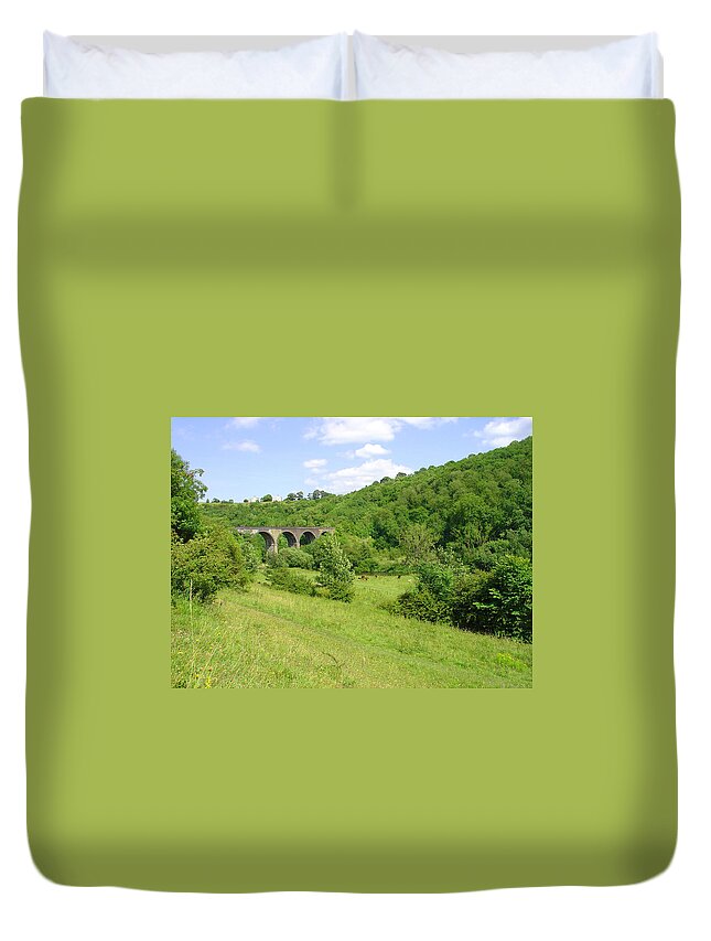 Hills Duvet Cover featuring the photograph Across the Dale to Monsal Viaduct by Rod Johnson