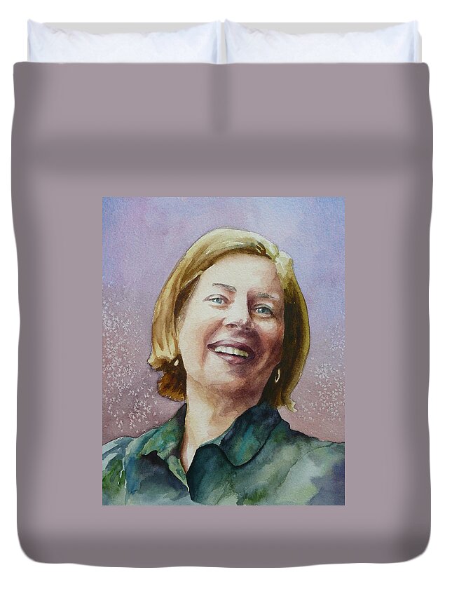 Portrait Painting Duvet Cover featuring the painting Adrienne by Anne Gifford