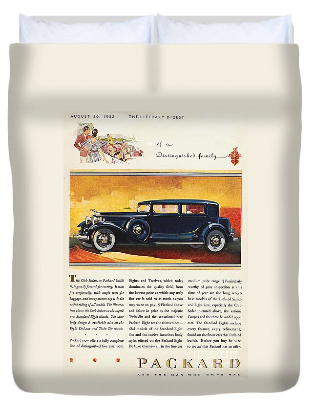 1932 Duvet Cover featuring the photograph Ads: Packard, 1932 by Granger