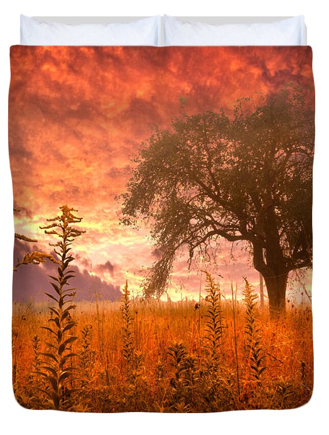 Andrews Duvet Cover featuring the photograph Aflame by Debra and Dave Vanderlaan