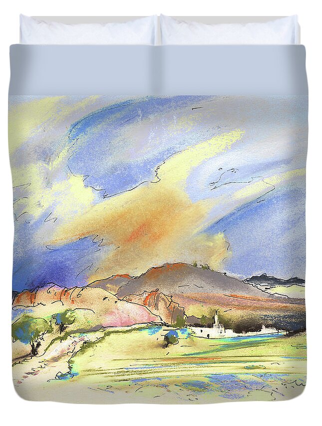 Landscapes Duvet Cover featuring the painting Almeria Region in Spain 01 by Miki De Goodaboom
