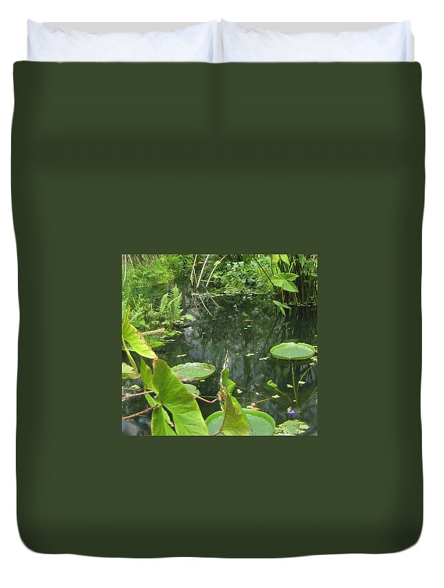 Lily Pad Duvet Cover featuring the photograph Among The Lily Pads by Melissa McCrann