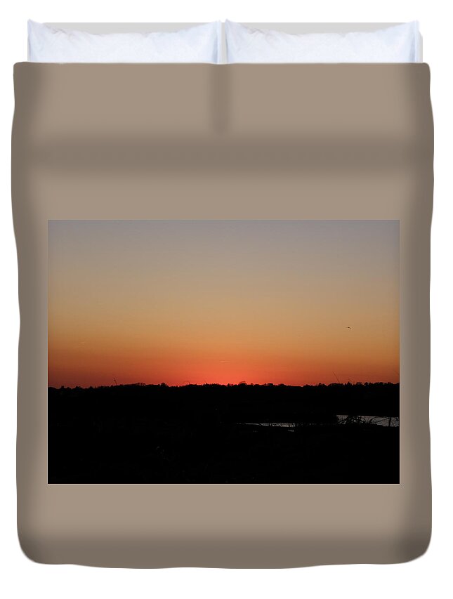 Autumn Duvet Cover featuring the photograph An Autumn Sunset by Kim Galluzzo