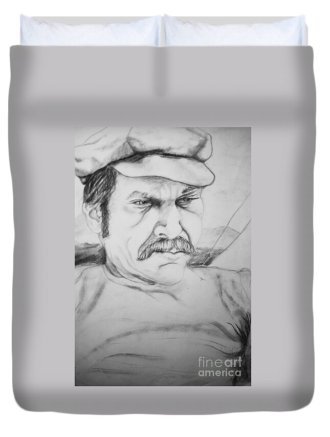 Portrait Duvet Cover featuring the drawing An Inward Sea by Rory Siegel
