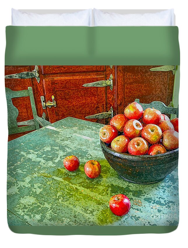 Apples Duvet Cover featuring the digital art Apples by Karen Francis
