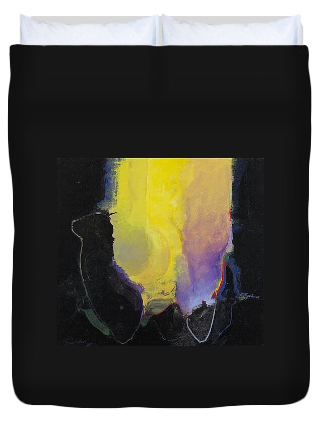 Abstract Painting Duvet Cover featuring the painting Aurora by Cliff Spohn