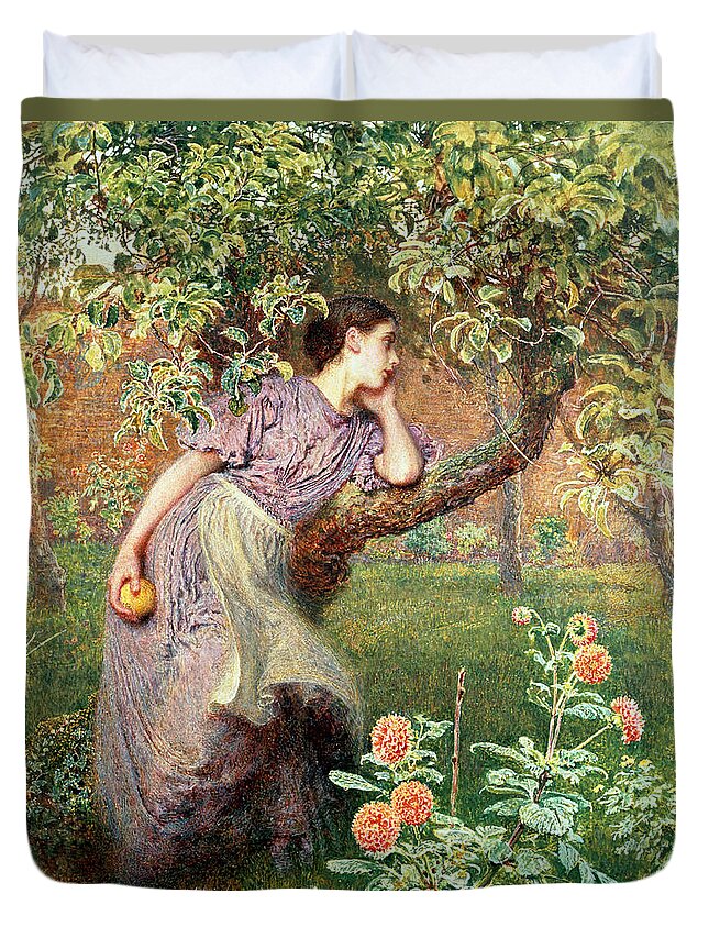 Lady Duvet Cover featuring the painting Autumn by Frederick Walker