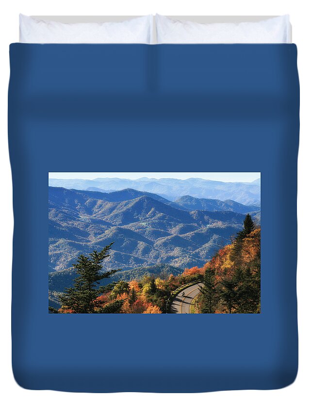 Blue Duvet Cover featuring the photograph Autumn on the Blue Ridge Parkway by Lynne Jenkins