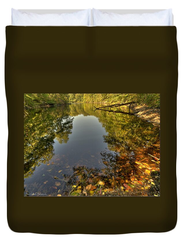 Landscape Duvet Cover featuring the photograph Autumn Reflections by Fran Gallogly