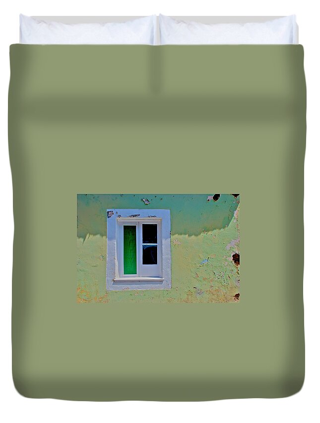 Azores Duvet Cover featuring the photograph Azores Window by Eric Tressler