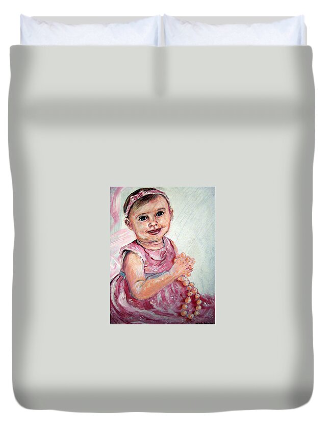 Baby Duvet Cover featuring the painting Baby Girl 2 by Amanda Dinan