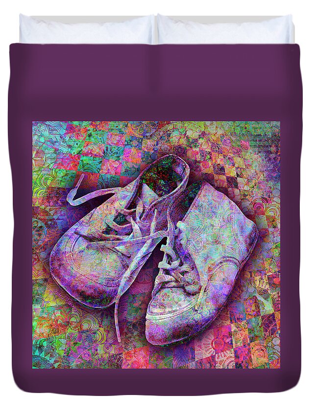 Quilt Duvet Cover featuring the digital art Baby Shoes by Barbara Berney