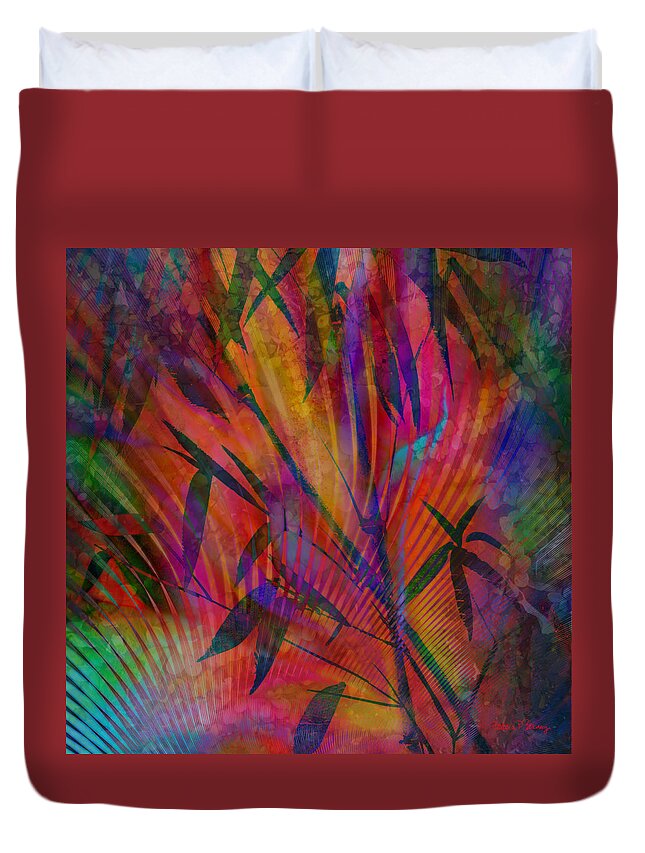 Abstract Duvet Cover featuring the digital art Bamboo Abstract by Barbara Berney