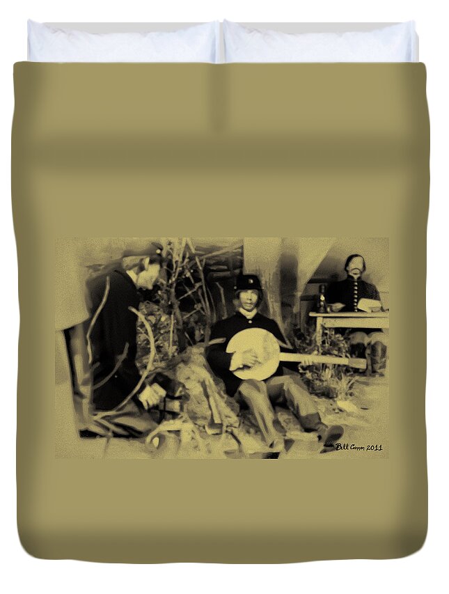Banjo Duvet Cover featuring the photograph Banjo playing Union Soldier by Bill Cannon