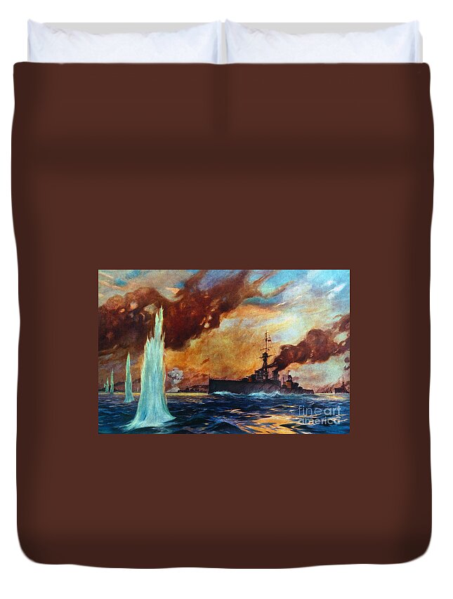 1916 Duvet Cover featuring the drawing Battle Of Jutland, 1916 by Granger