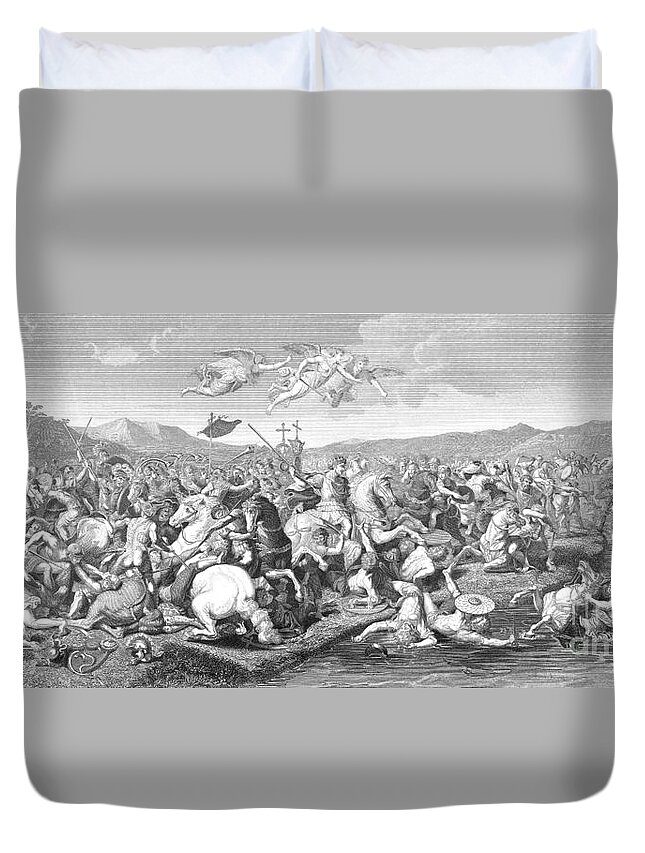 History Duvet Cover featuring the photograph Battle Of The Milvian Bridge, 312 Ad by Photo Researchers