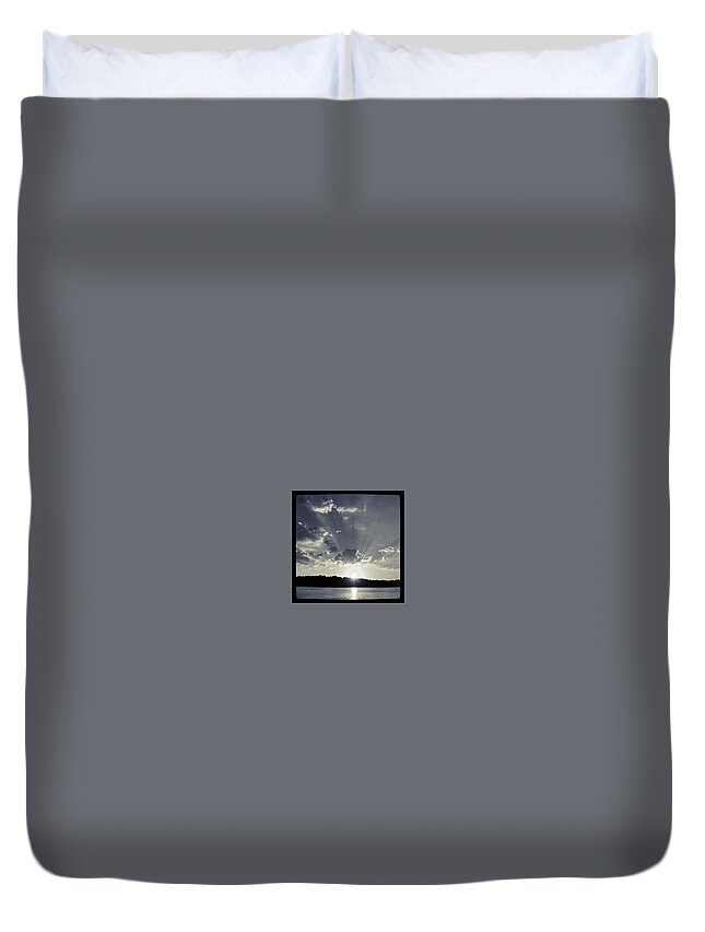 Water Duvet Cover featuring the photograph Bay Sunset In BW by Justin Connor