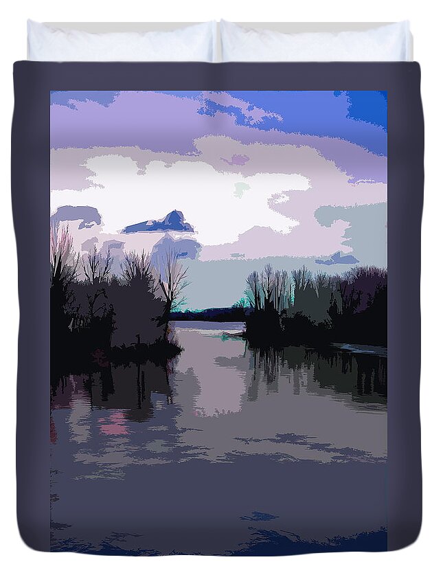 Water Duvet Cover featuring the photograph Bayline by Burney Lieberman