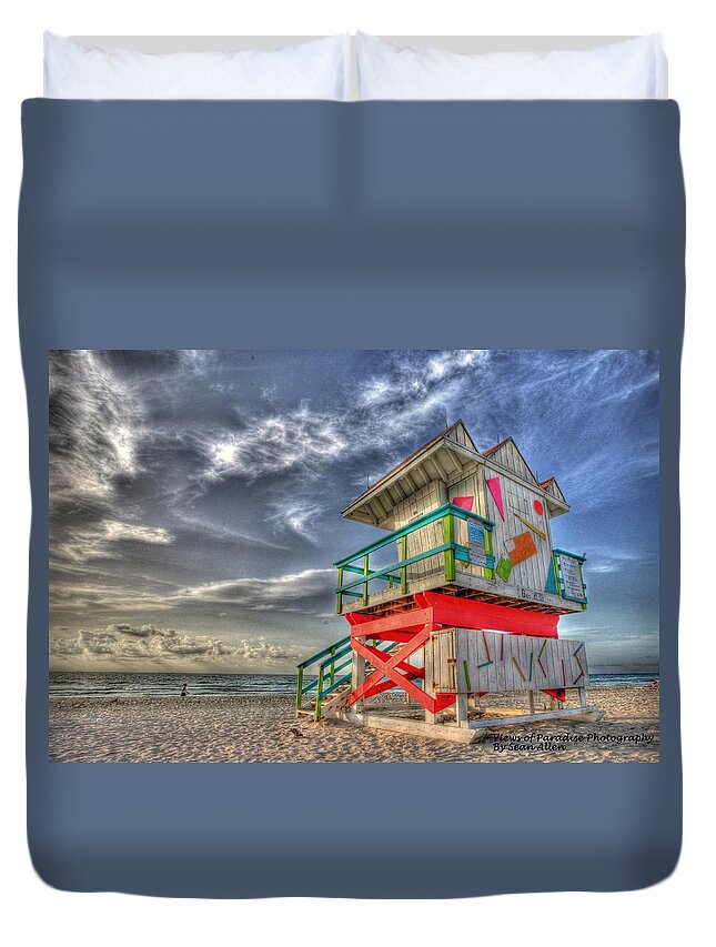 Florida Duvet Cover featuring the photograph Baywatch Miami by Sean Allen