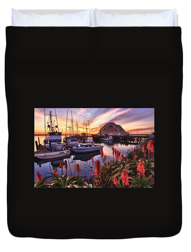 Sunset Duvet Cover featuring the photograph Beautiful Morro Bay by Beth Sargent