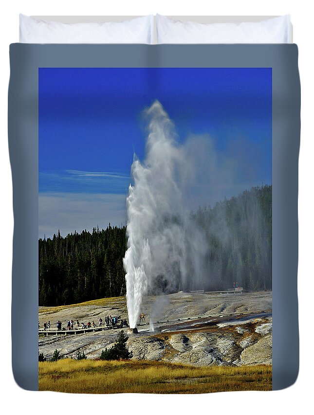 Beehive Geyser Duvet Cover featuring the photograph Beehive Geyser by Greg Norrell