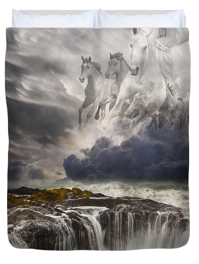 Christ's Second Coming Duvet Cover featuring the photograph Behold a White Horse by Keith Kapple