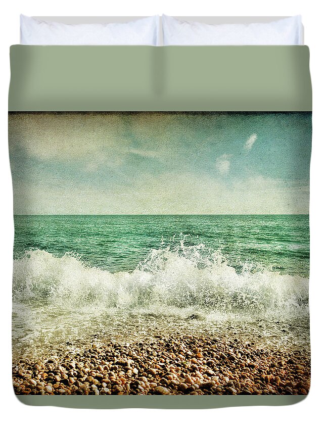 Sea Duvet Cover featuring the photograph Beside the Sea V by Sharon Johnstone