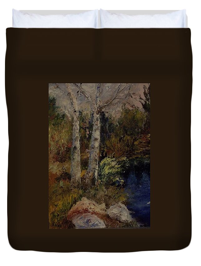 Landscape Duvet Cover featuring the painting Birch by Stephen King