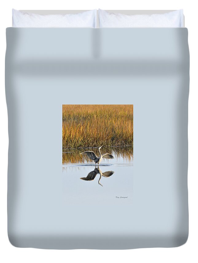 Great Blue Heron Duvet Cover featuring the photograph Bird Dance by Kay Lovingood