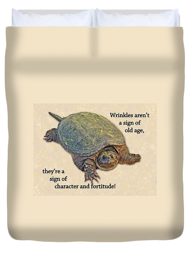 Birthday Duvet Cover featuring the photograph Birthday Card American Snapping Turtle by Carol Senske