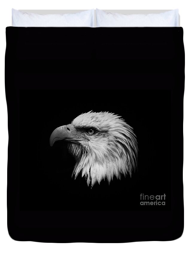Black And White Duvet Cover featuring the photograph Black and White Eagle by Steve McKinzie