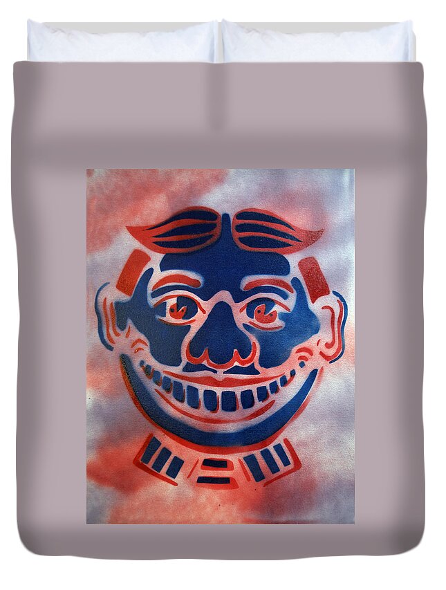Tillie Of Asbury Park Duvet Cover featuring the painting Blue and Red Tillie by Patricia Arroyo