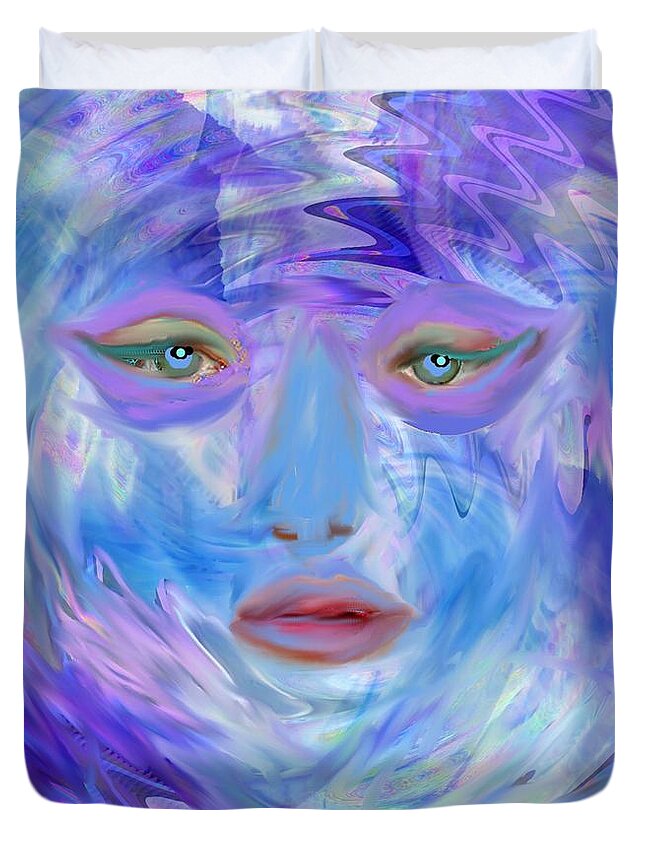 Digital Art Duvet Cover featuring the digital art Blue Waters by Kelly M Turner
