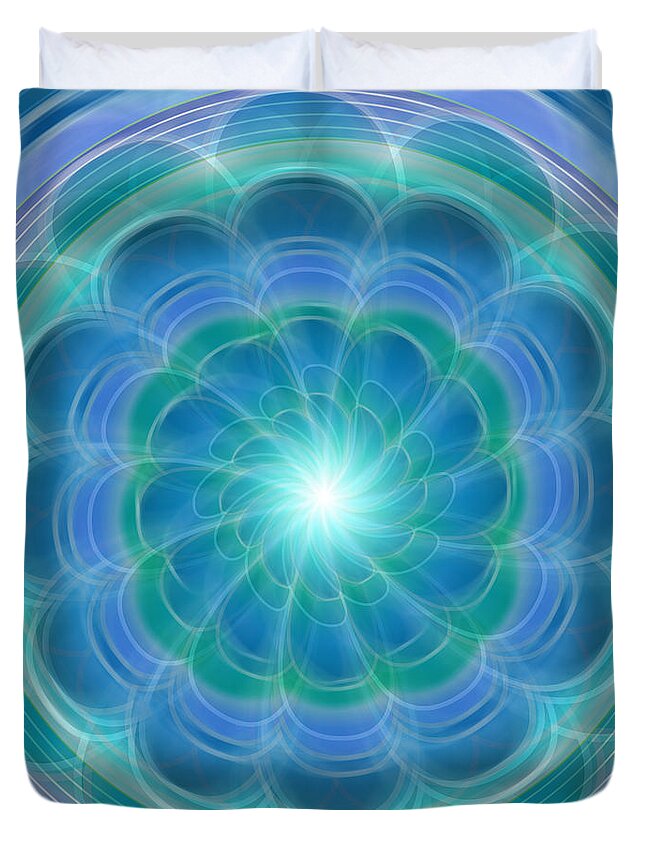 Blue Duvet Cover featuring the digital art Bluefloraspin by Shelley Myers